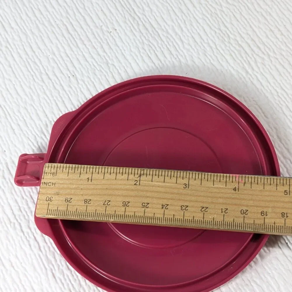 Vintage Anchor Hocking Plastic Food & Craft Storage Lid round circle red
